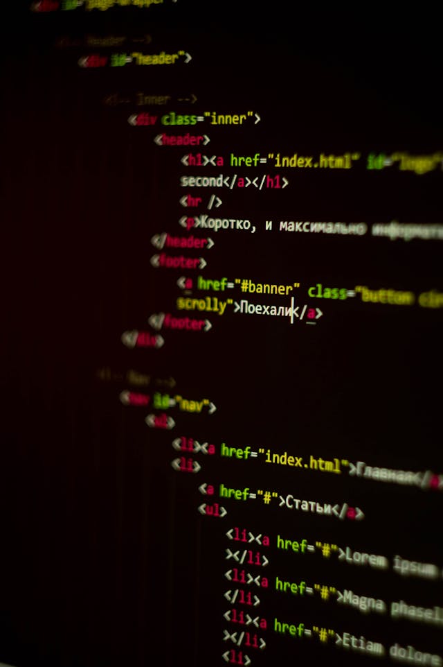screenshot of html code